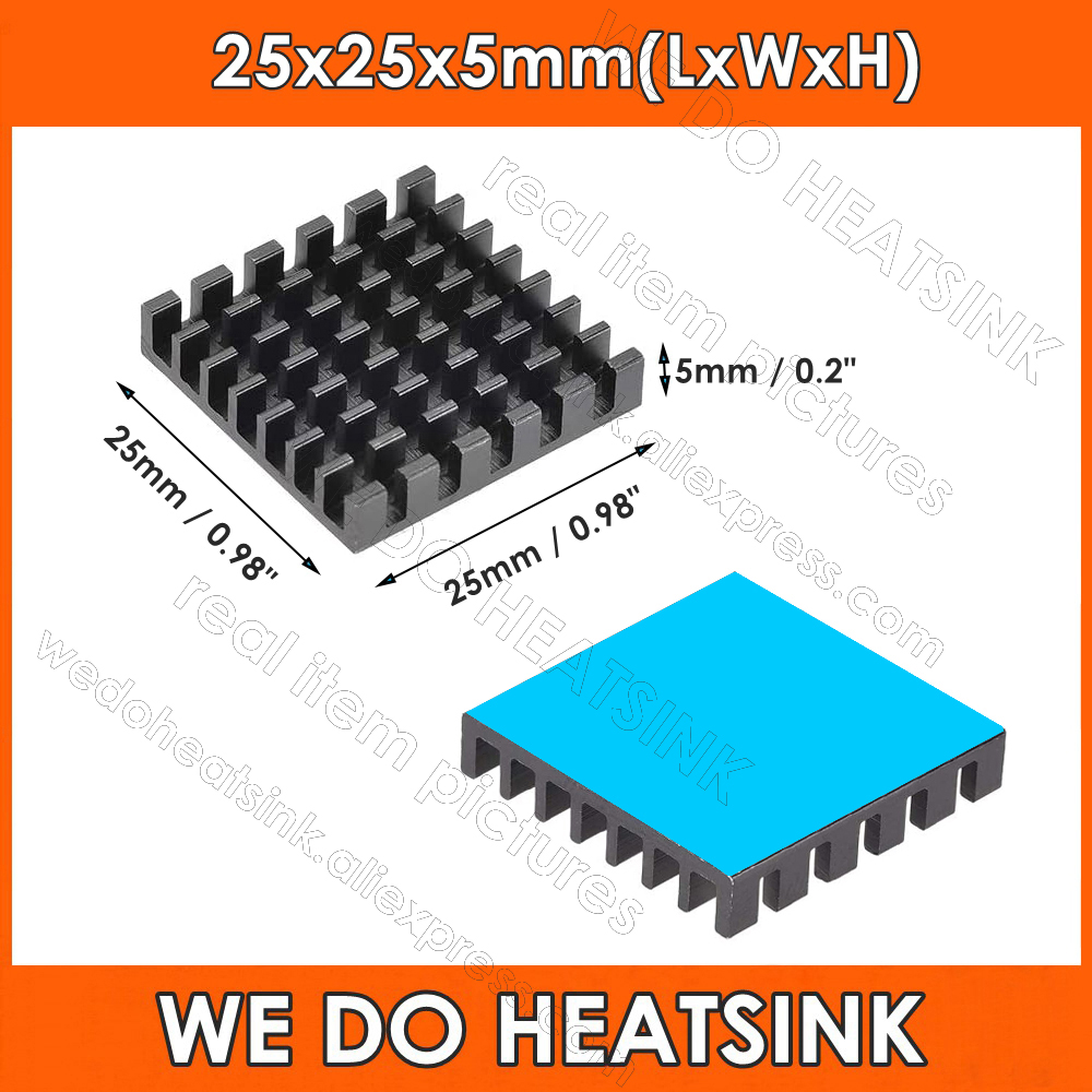 Aluminium Extrusion - Алюминиевый радиатор 25x25x5 мм черного цвета